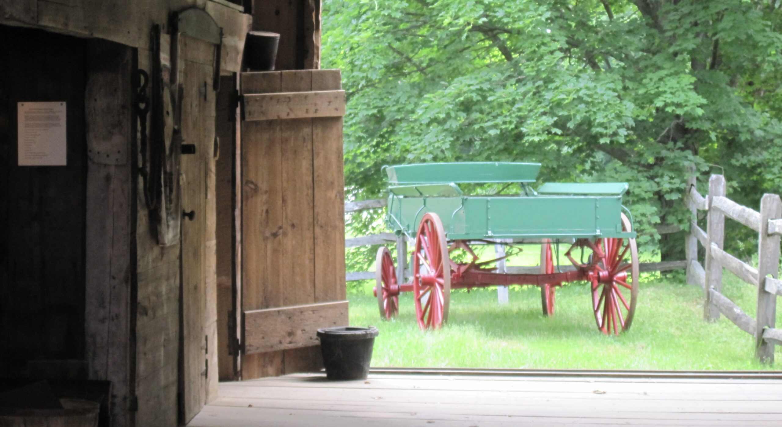 wagon and barn